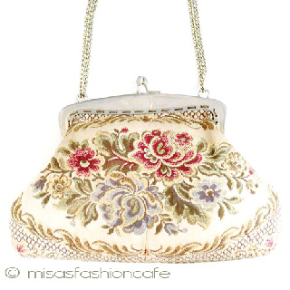 （画像用） アンティーク　バッグ イタリア製　花刺繍