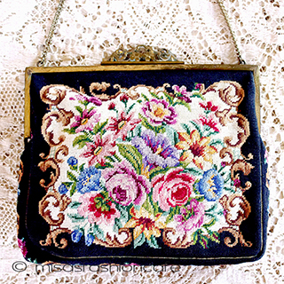 （画像用） アンティークバッグ　刺繍 オーストリア製　プチポアン