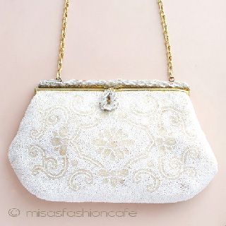 （画像用） ヴィンテージバッグ仏製 ビーズ総刺繍 お花