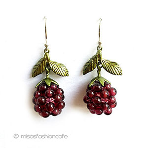 （画像用） ラズベリー野苺イチゴ 天然石ピアス/イヤリング