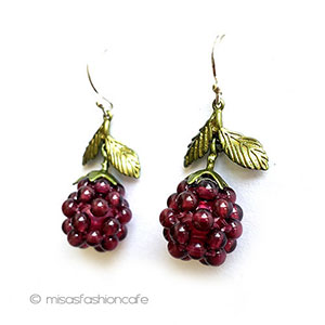 （画像用） ラズベリー野苺イチゴ 天然石ピアス/イヤリング