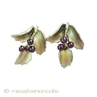 （画像用） マイケルミショー ピアス 天然石ガーネットのヒイラギ