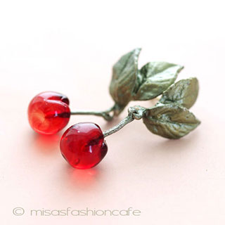 （画像用） マイケルミショー　再販！ ガラスのチェリーピアス