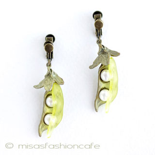 （画像用） ピアス　または　クリップ 真珠　さやえんどう豆