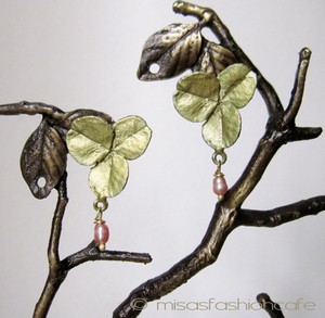 （画像用） マイケルミショー ピアス 真珠　クローバー