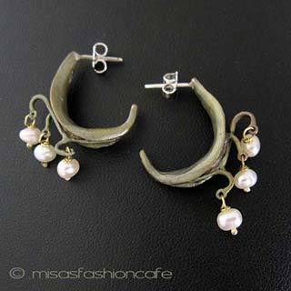 （画像用） Michaud フープピアス　　 真珠のすずらん