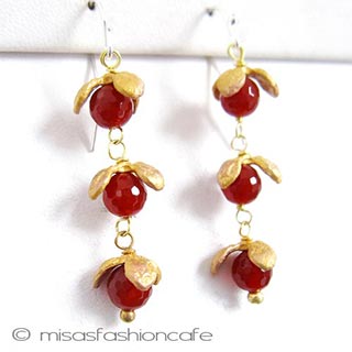 （画像用） Michaud ピアス 天然石カーネリアンの実