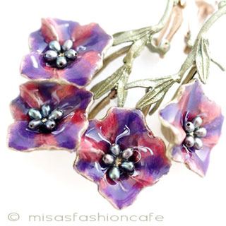 （画像用） マイケルミショー再販 真珠 朝顔イヤリング