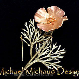 （画像用） マイケルミショーブローチ 真珠ポピーの花　再販！