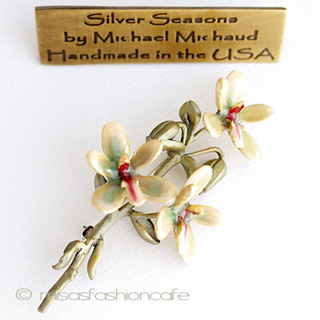 （画像用） マイケルミショーブローチ エナメル蘭の花 再販！