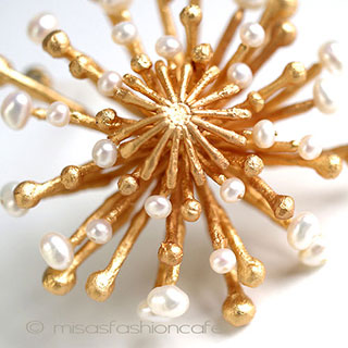 （画像用） マイケルミショー ブローチ 24Kgp　真珠　菊の花　