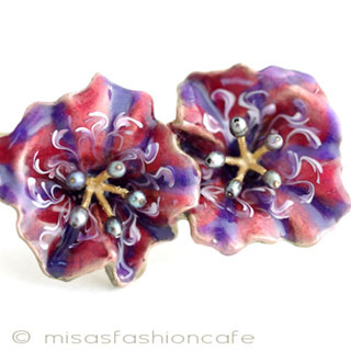 （画像用） マイケルミショー 真珠・朝顔　バレッタ