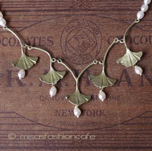 （画像用） Michaudネックレス　新着 　真珠　イチョウの葉