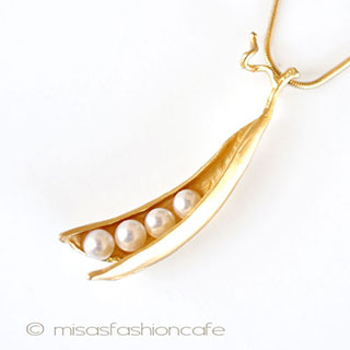 （画像用） マイケルミショー・ネックレス 24Kgp・真珠えんどう豆