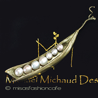 （画像用） マイケルミショー ブローチ ７真珠のさやえんどう豆
