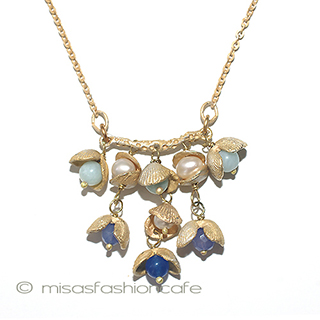 （画像用） マイケルミショーネックレス 真珠・天然石24Kgp　貝殻