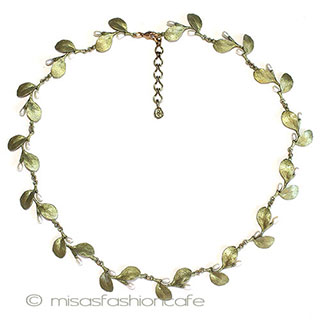 （画像用） マイケルミショー ネックレス 真珠と葉ボタニカル