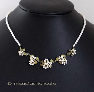 （画像用） マイケルミショーネックレス 真珠 小花ブーケ