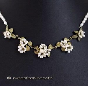 （画像用） マイケルミショーネックレス 真珠 小花ブーケ