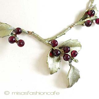 （画像用） Michaudネックレス　再販 天然ガーネットのヒイラギ