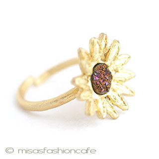 （画像用） マイケルミショー 天然石ひまわり　リング