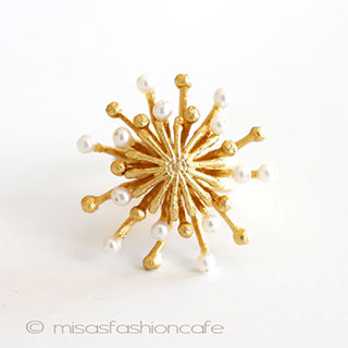 （画像用） マイケルミショー　リング 真珠24Kミモサ　再販