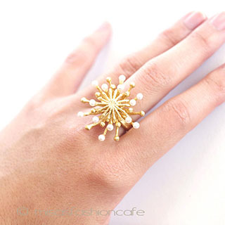 （画像用） マイケルミショー　リング 真珠24Kミモサ　再販