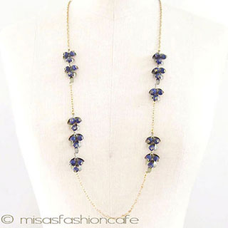 （画像用） ミショー天然石ネックレス ラピスのブルーベリー