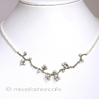 （画像用） マイケルミショー　真珠 梅の花　ネックレス