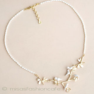 （画像用） マイケルミショー 鳥と木　真珠ネックレス