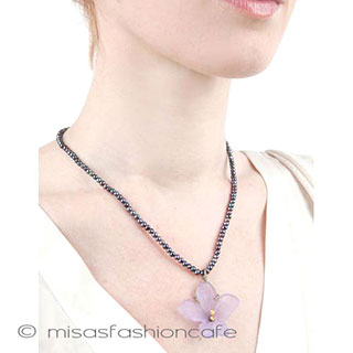 （画像用） マイケルミショー　真珠 スミレの花　ネックレス