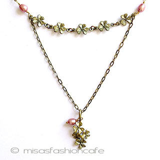 （画像用） マイケルミショー　真珠 クローバー　ネックレス