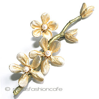 （画像用） マイケルミショー ブローチ 真珠　アーモンドの花