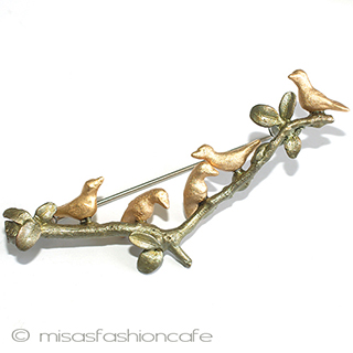 （画像用） マイケルミショーブローチ 24Kgp　金の鳥と小枝