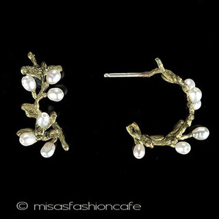 （画像用） マイケルミショー　再販！ 真珠の花フープピアス