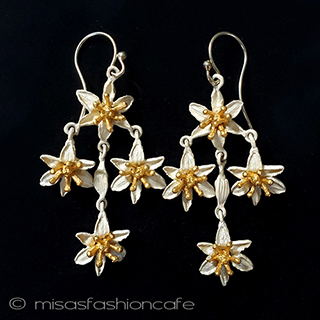 （画像用） ミショー花シャンデリア イヤリングまたはピアス　