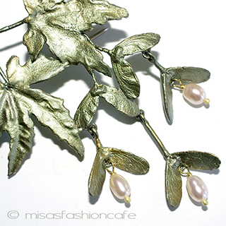 （画像用） マイケルミショー　真珠 紅葉もみじ　ブローチ