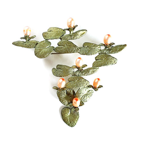 （画像用） マイケルミショー　再販 真珠・睡蓮の花ブローチ
