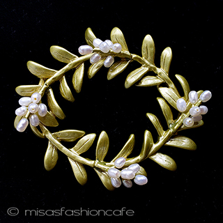 （画像用） 真珠の花リースブローチ フラワーコサージュ