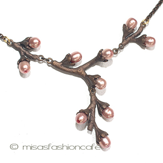 （画像用） マイケルミショーネックレス 真珠　桜サクラのつぼみ
