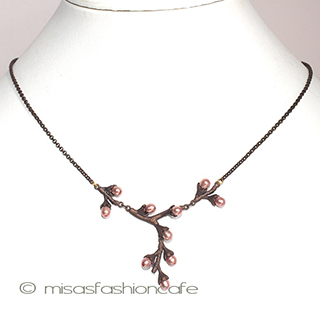 （画像用） マイケルミショーネックレス 真珠　桜サクラのつぼみ