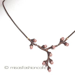 （画像用） マイケルミショーネックレス 真珠　桜サクラのつぼみ