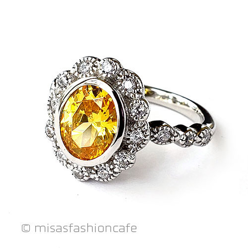 （画像用） サファイア＆トパーズ指輪 スターリング925刻印リング