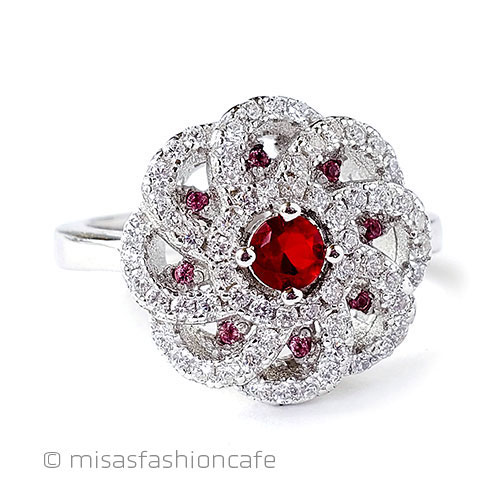 （画像用） ルビー＆ホワイトトパーズ スターリング指輪リング