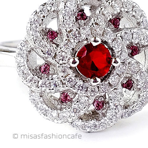 （画像用） ルビー＆ホワイトトパーズ スターリング指輪リング