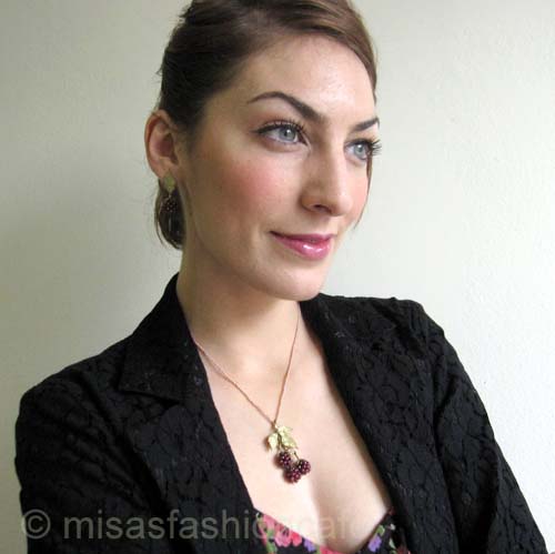 （画像用） ラズベリー野苺ネックレス 真珠・天然石ガーネット