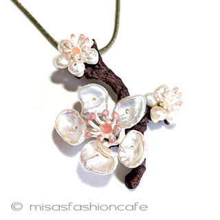 （画像用） マイケルミショーネックレス 真珠ケシパール　桜の木