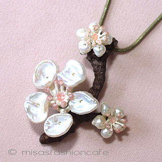 （画像用） マイケルミショーネックレス 真珠ケシパール　桜の木