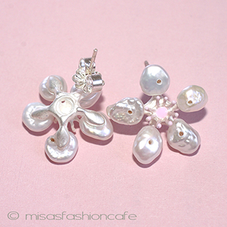 （画像用） 真珠・桜の花ピアス