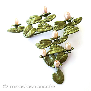 （画像用） 真珠・睡蓮のお花 フラワーブローチ